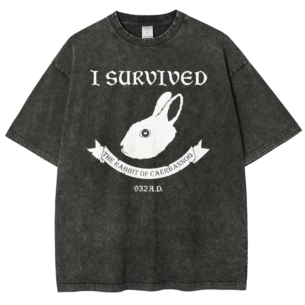 I Survived  The Rabbit of Caerbannog Washed T-Shirt