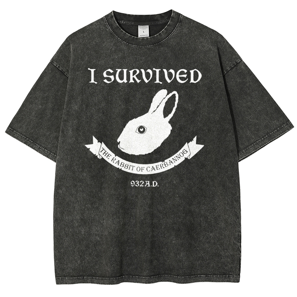 I Survived  The Rabbit of Caerbannog Washed T-Shirt