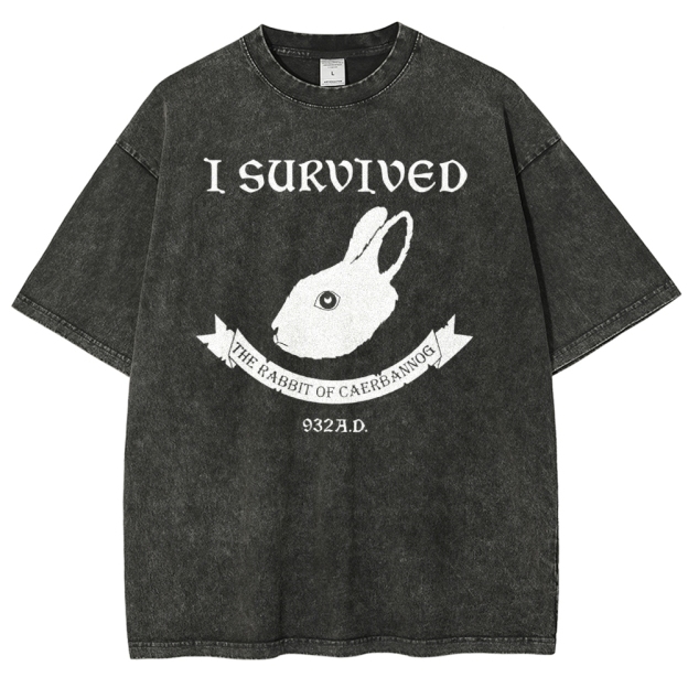 I Survived  The Rabbit of Caerbannog Washed T-Shirt