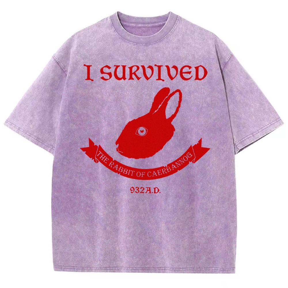 I Survived  The Rabbit of Caerbannog Washed T-Shirt