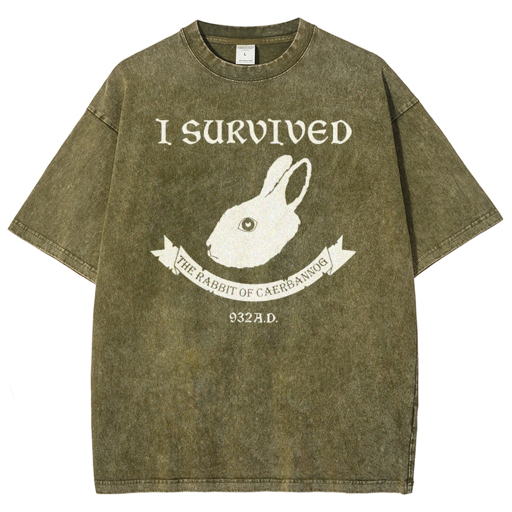 I Survived  The Rabbit of Caerbannog Washed T-Shirt