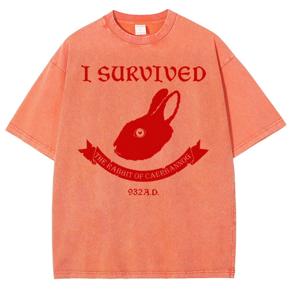 I Survived  The Rabbit of Caerbannog Washed T-Shirt