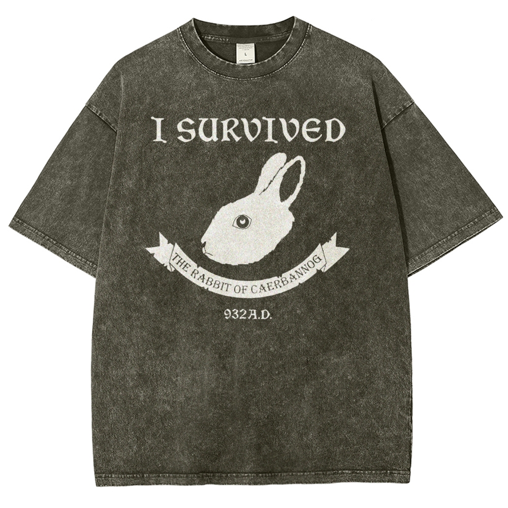 I Survived  The Rabbit of Caerbannog Washed T-Shirt