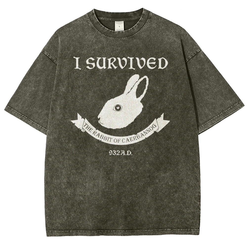 I Survived  The Rabbit of Caerbannog Washed T-Shirt