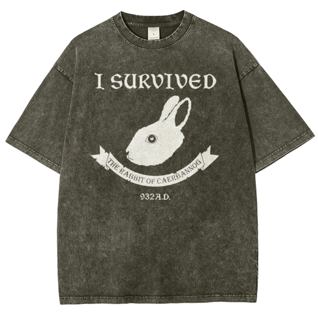 I Survived  The Rabbit of Caerbannog Washed T-Shirt