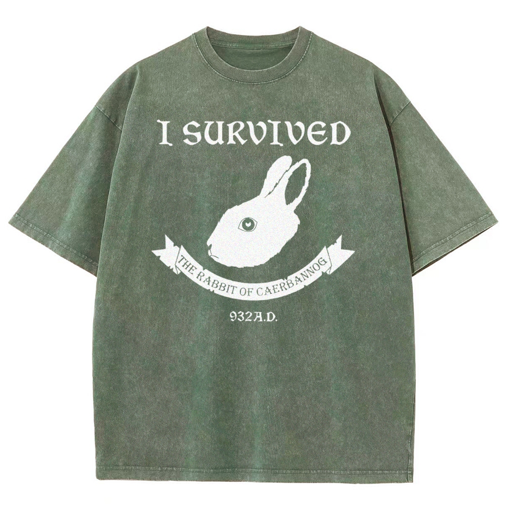 I Survived  The Rabbit of Caerbannog Washed T-Shirt