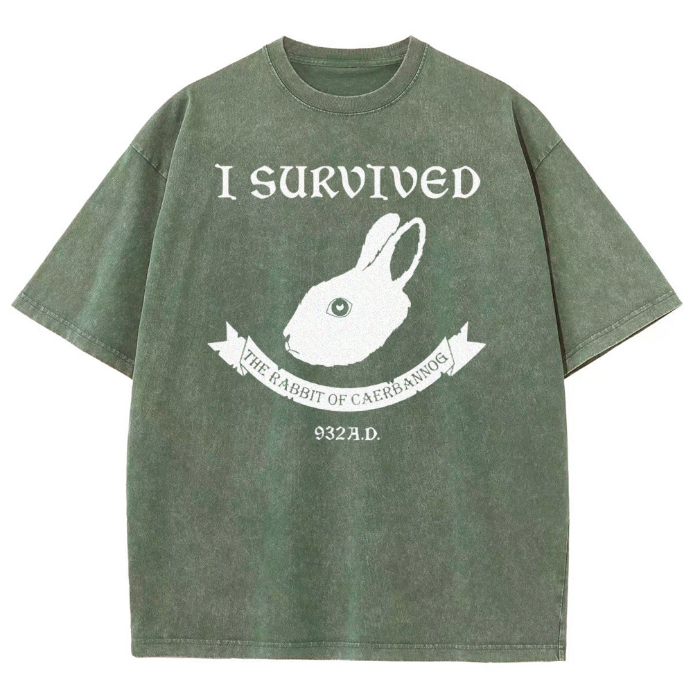 I Survived  The Rabbit of Caerbannog Washed T-Shirt