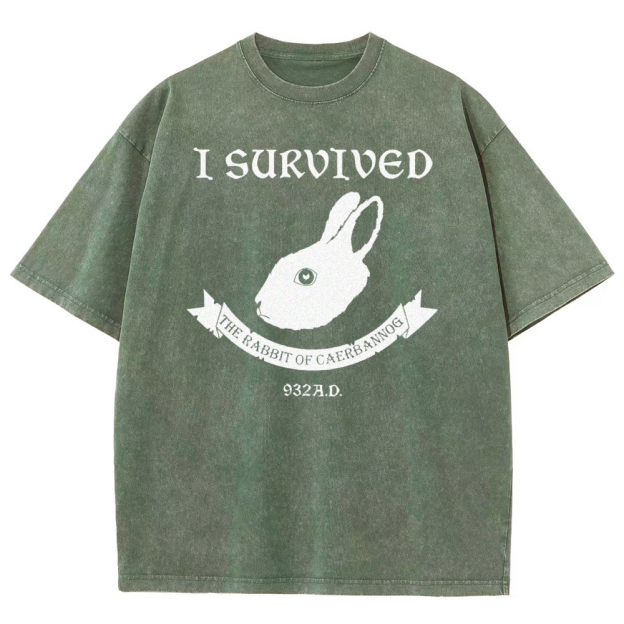 I Survived  The Rabbit of Caerbannog Washed T-Shirt