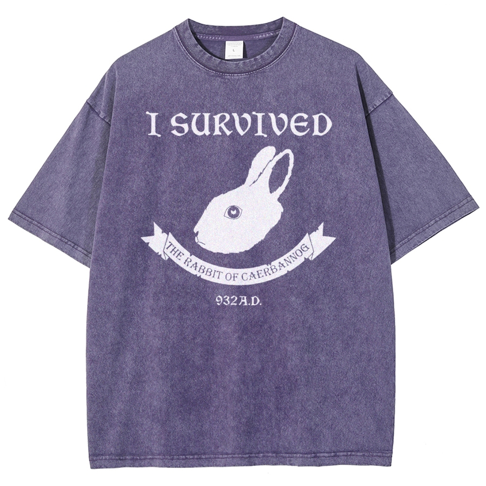 I Survived  The Rabbit of Caerbannog Washed T-Shirt