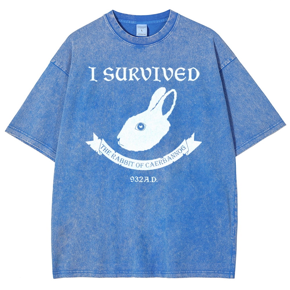 I Survived  The Rabbit of Caerbannog Washed T-Shirt