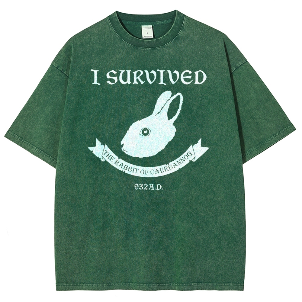 I Survived  The Rabbit of Caerbannog Washed T-Shirt