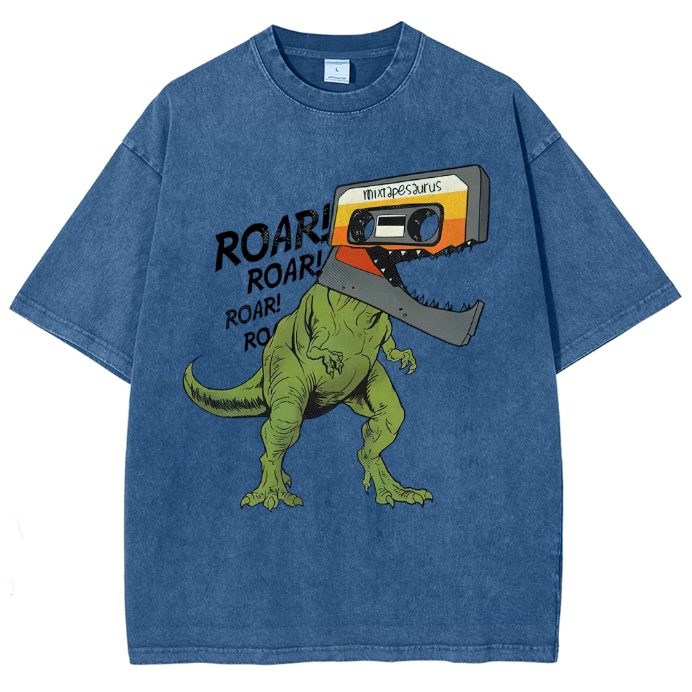 Retro Mixtape Dinosaur  Washed T-Shirt 