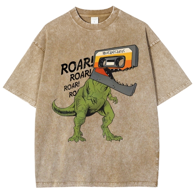 Retro Mixtape Dinosaur  Washed T-Shirt 