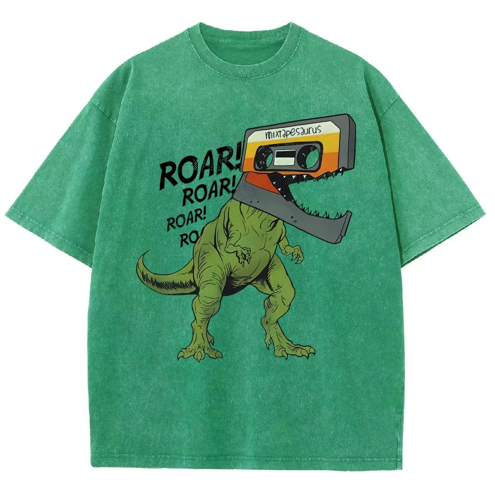 Retro Mixtape Dinosaur  Washed T-Shirt 