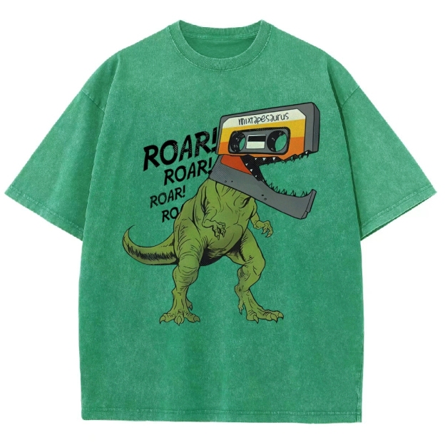 Retro Mixtape Dinosaur  Washed T-Shirt 