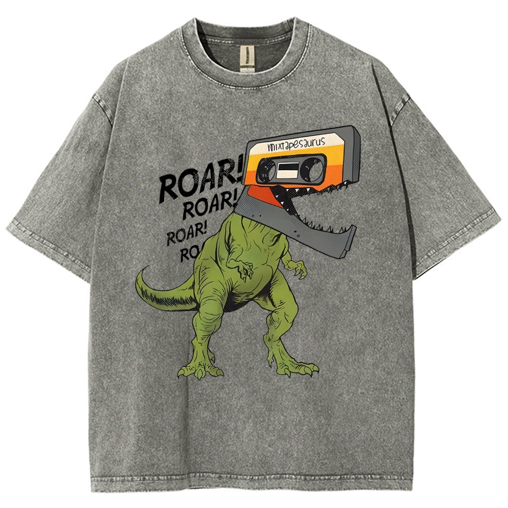 Retro Mixtape Dinosaur  Washed T-Shirt 