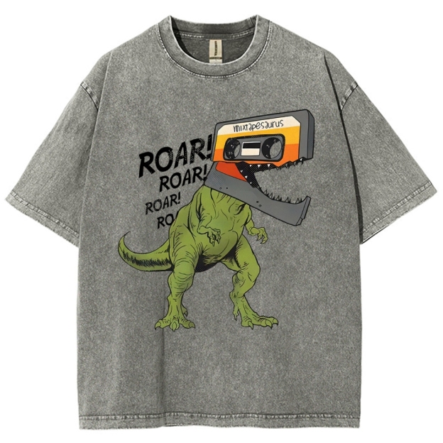Retro Mixtape Dinosaur  Washed T-Shirt 