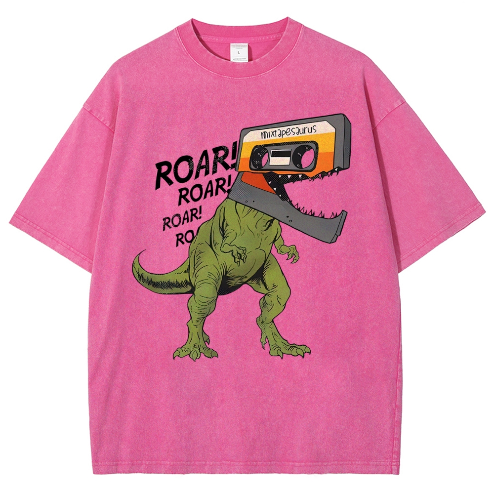 Retro Mixtape Dinosaur  Washed T-Shirt 