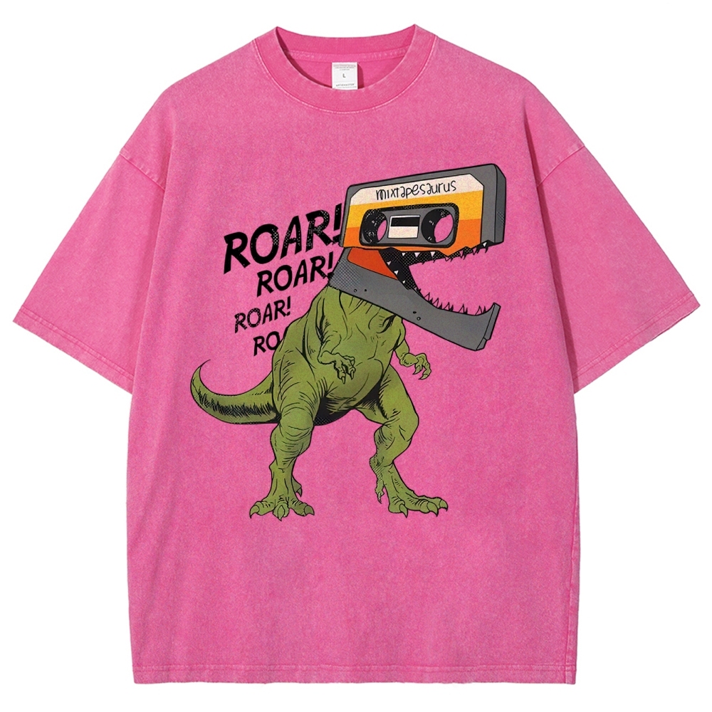 Retro Mixtape Dinosaur  Washed T-Shirt 