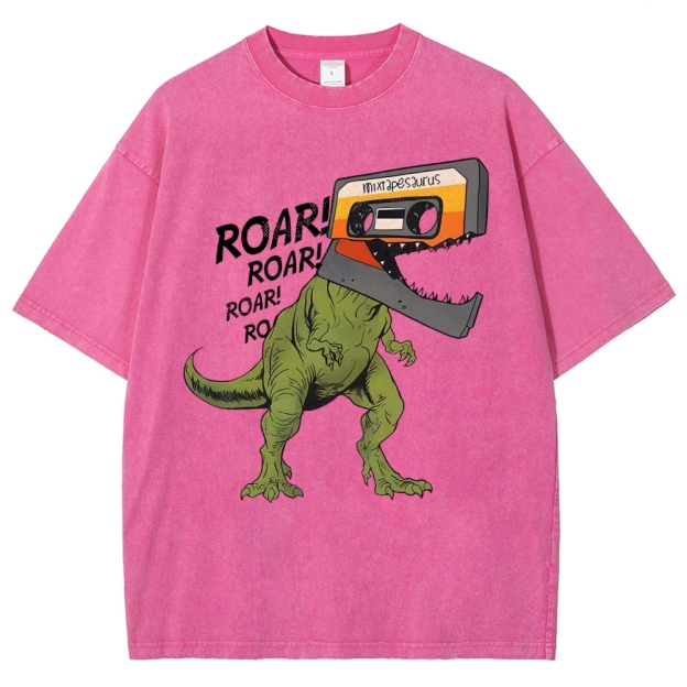 Retro Mixtape Dinosaur  Washed T-Shirt 