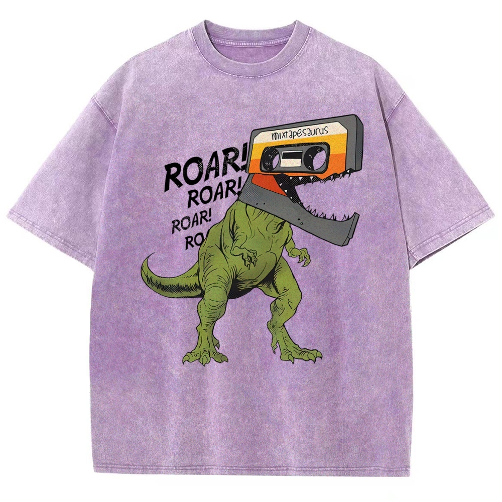 Retro Mixtape Dinosaur  Washed T-Shirt 