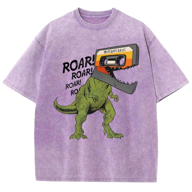 Retro Mixtape Dinosaur  Washed T-Shirt 