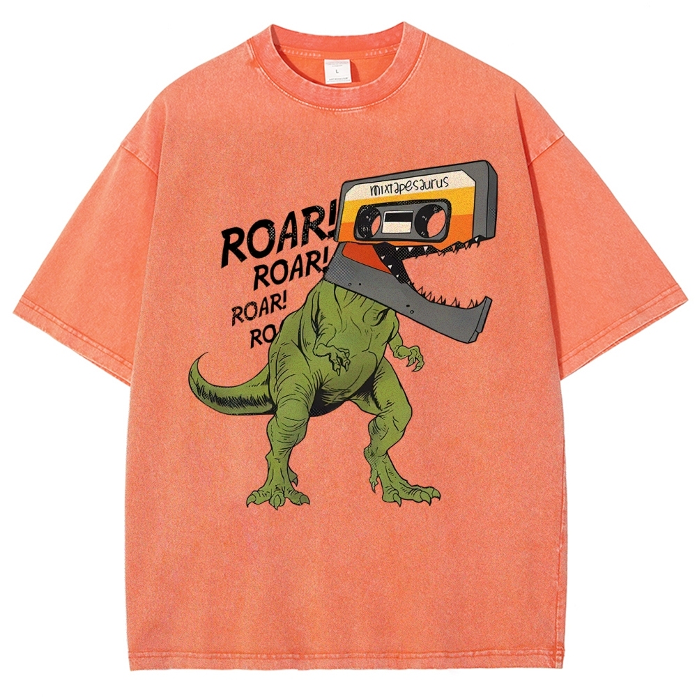 Retro Mixtape Dinosaur  Washed T-Shirt 