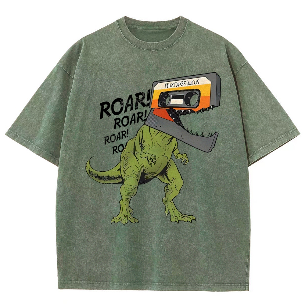 Retro Mixtape Dinosaur  Washed T-Shirt 