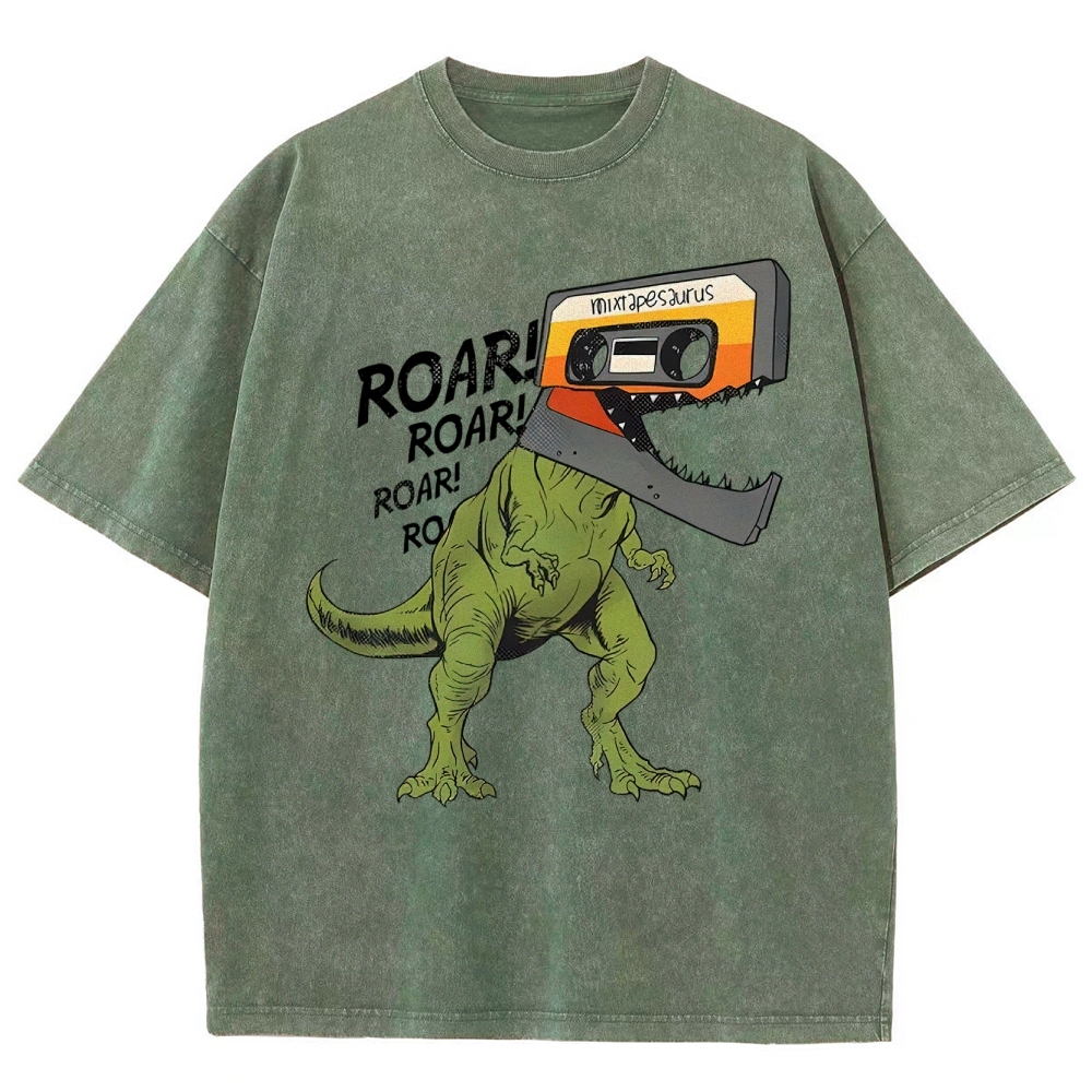 Retro Mixtape Dinosaur  Washed T-Shirt 