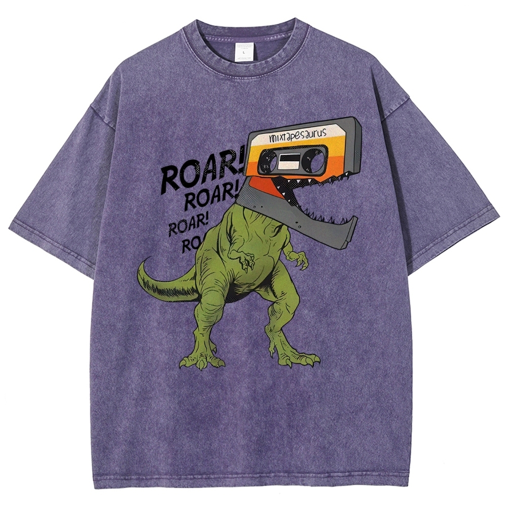 Retro Mixtape Dinosaur  Washed T-Shirt 