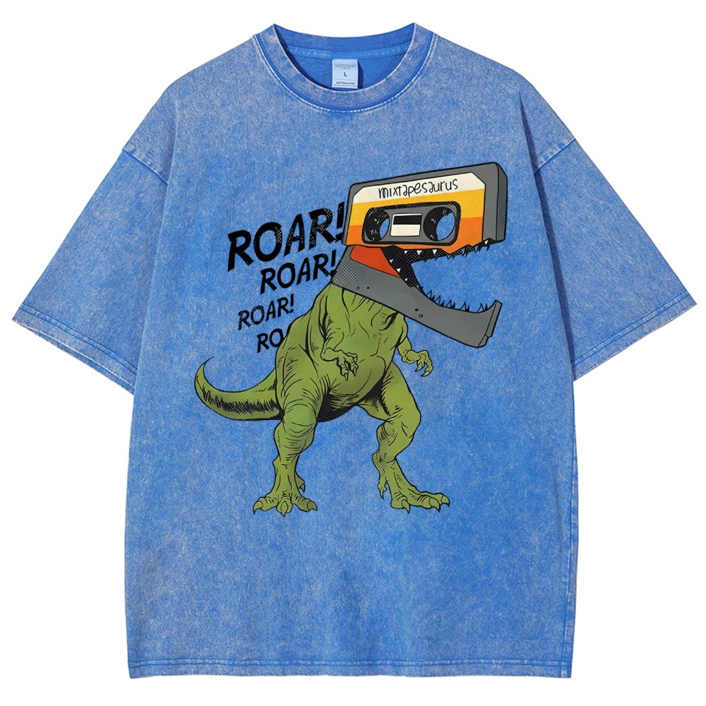 Retro Mixtape Dinosaur  Washed T-Shirt 