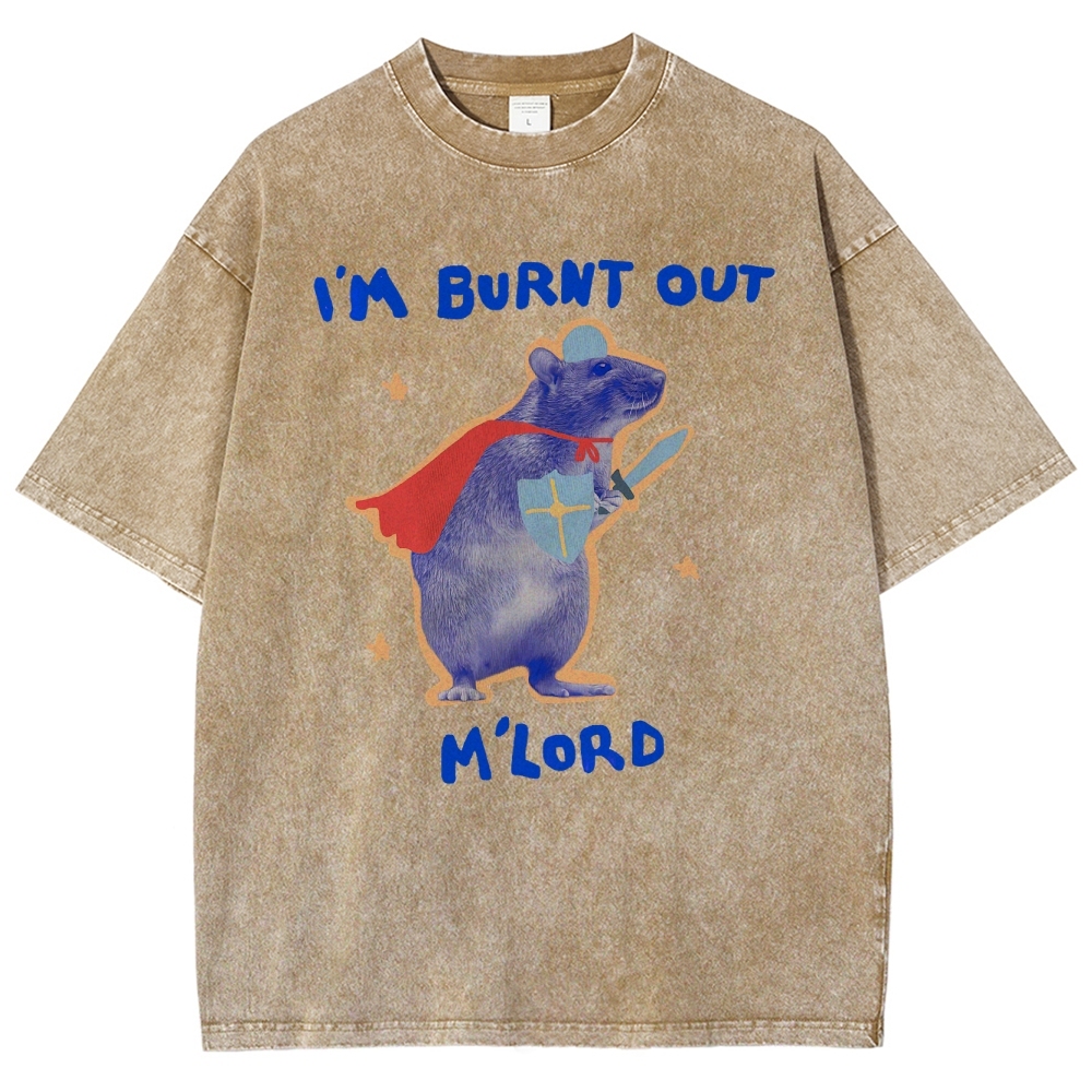 Funny Burnt Out Knight Rat  Washed T-Shirt 
