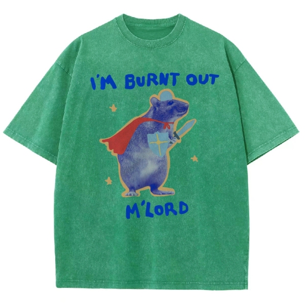 Funny Burnt Out Knight Rat  Washed T-Shirt 