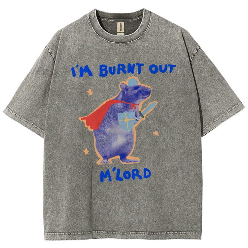 Funny Burnt Out Knight Rat  Washed T-Shirt 