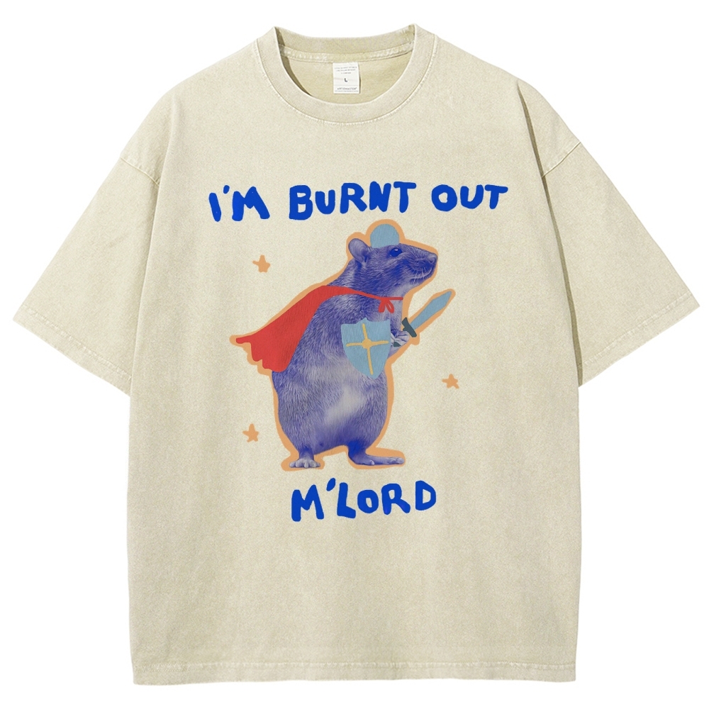 Funny Burnt Out Knight Rat  Washed T-Shirt 