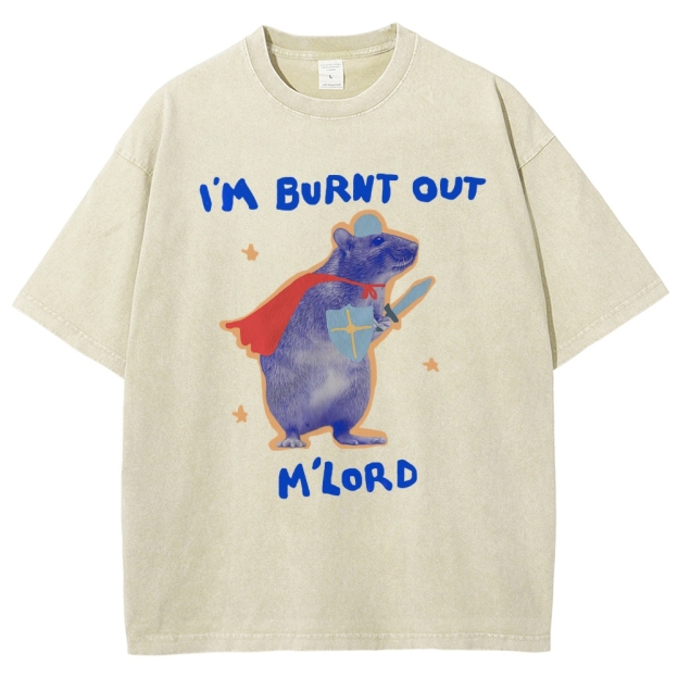 Funny Burnt Out Knight Rat  Washed T-Shirt 