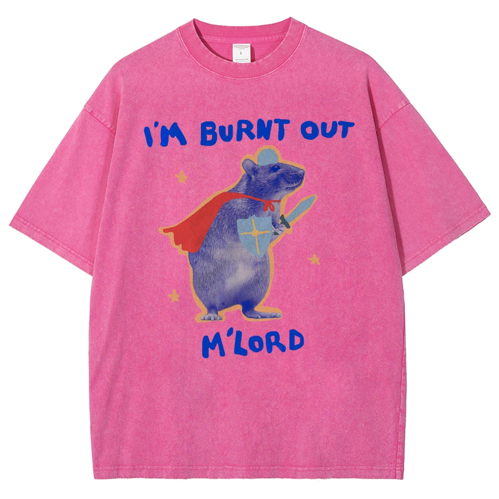 Funny Burnt Out Knight Rat  Washed T-Shirt 