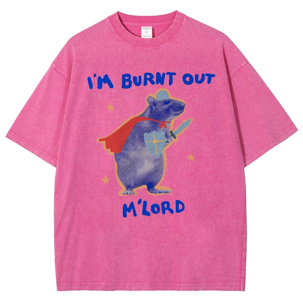 Funny Burnt Out Knight Rat  Washed T-Shirt 