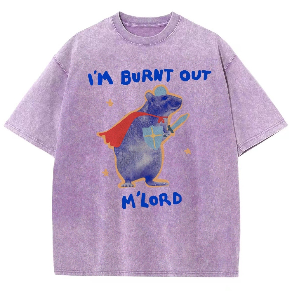 Funny Burnt Out Knight Rat  Washed T-Shirt 