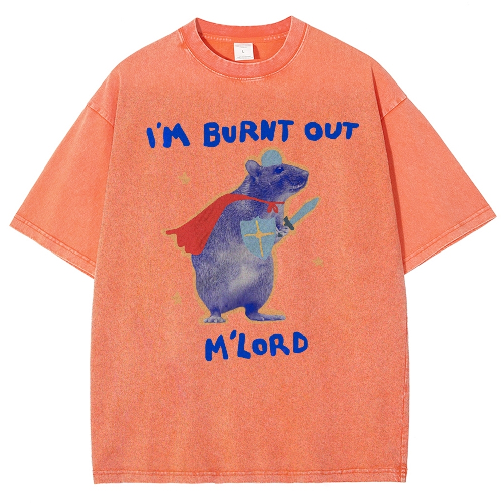 Funny Burnt Out Knight Rat Washed T-Shirt