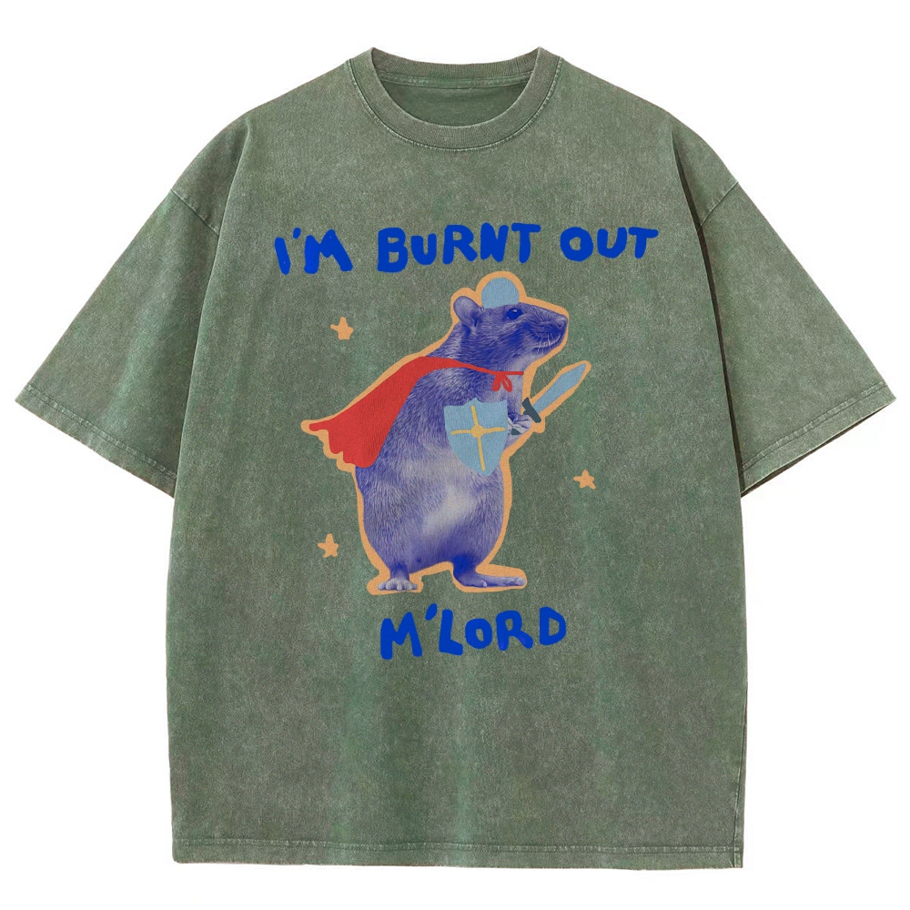 Funny Burnt Out Knight Rat  Washed T-Shirt 
