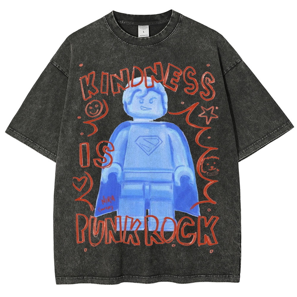 "Kindness Is Punk Rock" Lego Superman Washed T-Shirt