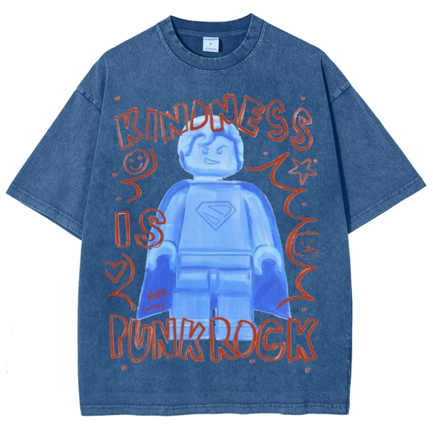"Kindness Is Punk Rock" Lego Superman Washed T-Shirt
