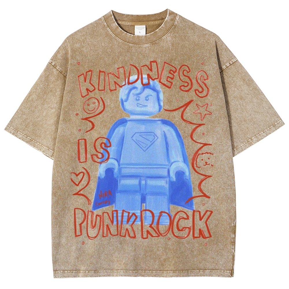 "Kindness Is Punk Rock" Lego Superman Washed T-Shirt