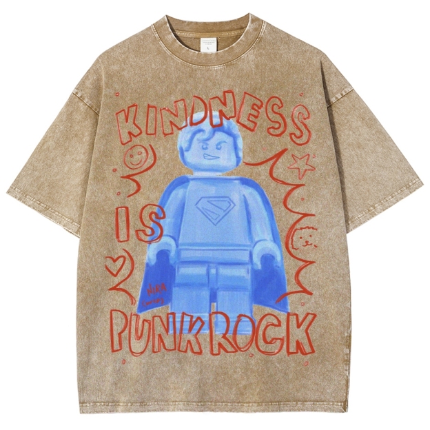 "Kindness Is Punk Rock" Lego Superman Washed T-Shirt