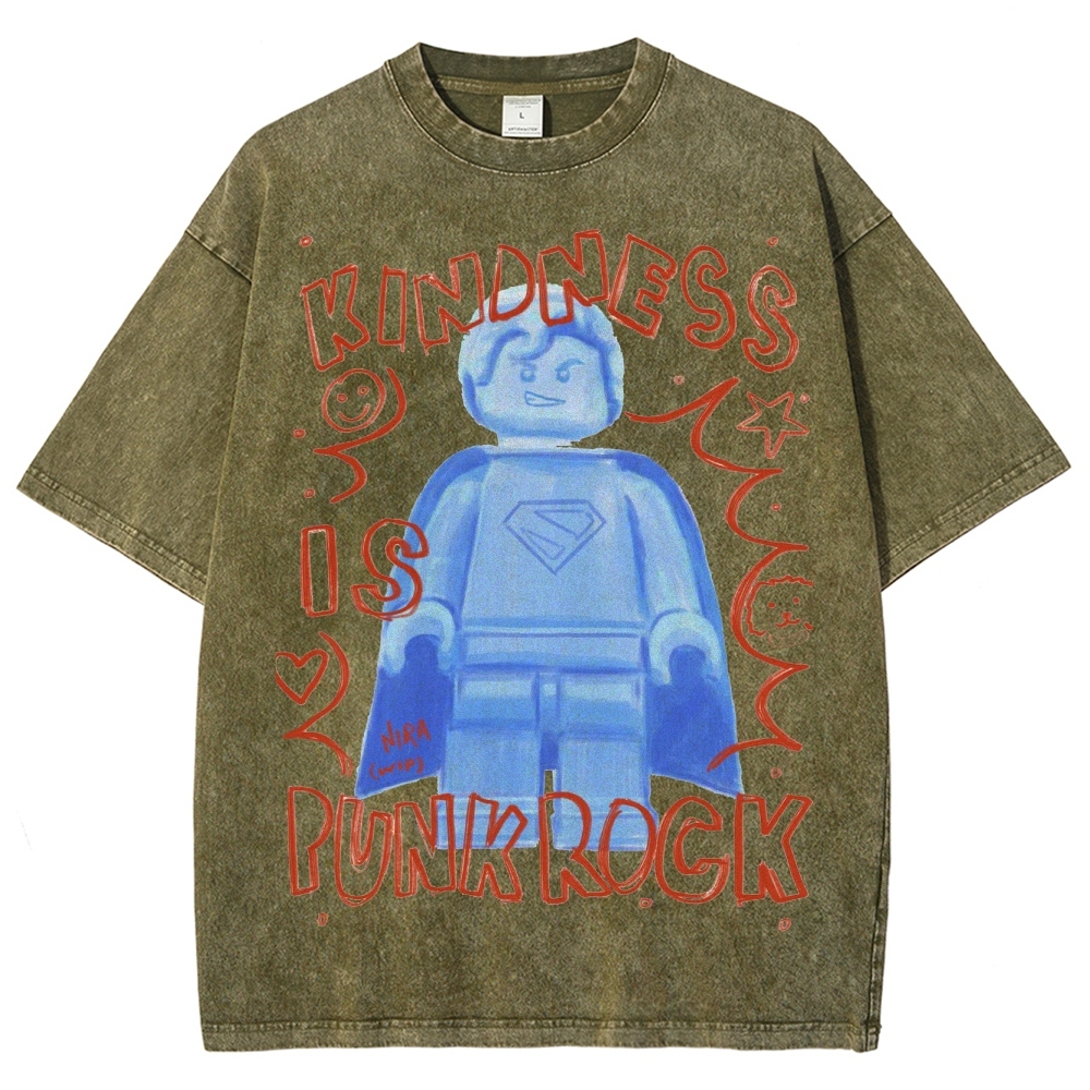 "Kindness Is Punk Rock" Lego Superman Washed T-Shirt