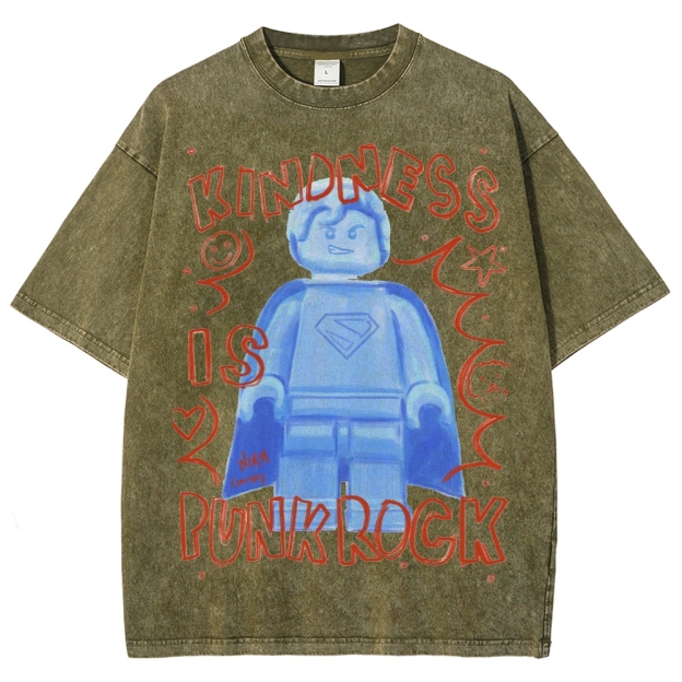 "Kindness Is Punk Rock" Lego Superman Washed T-Shirt