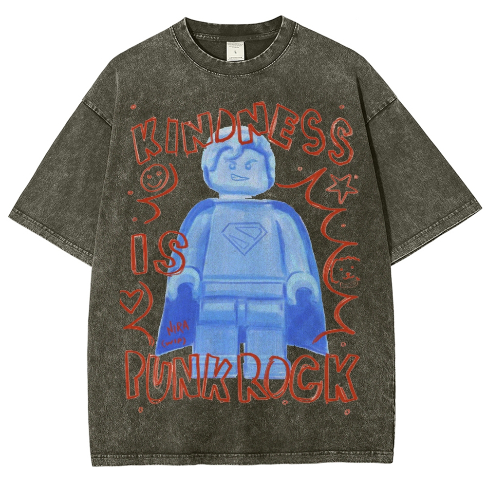 "Kindness Is Punk Rock" Lego Superman Washed T-Shirt