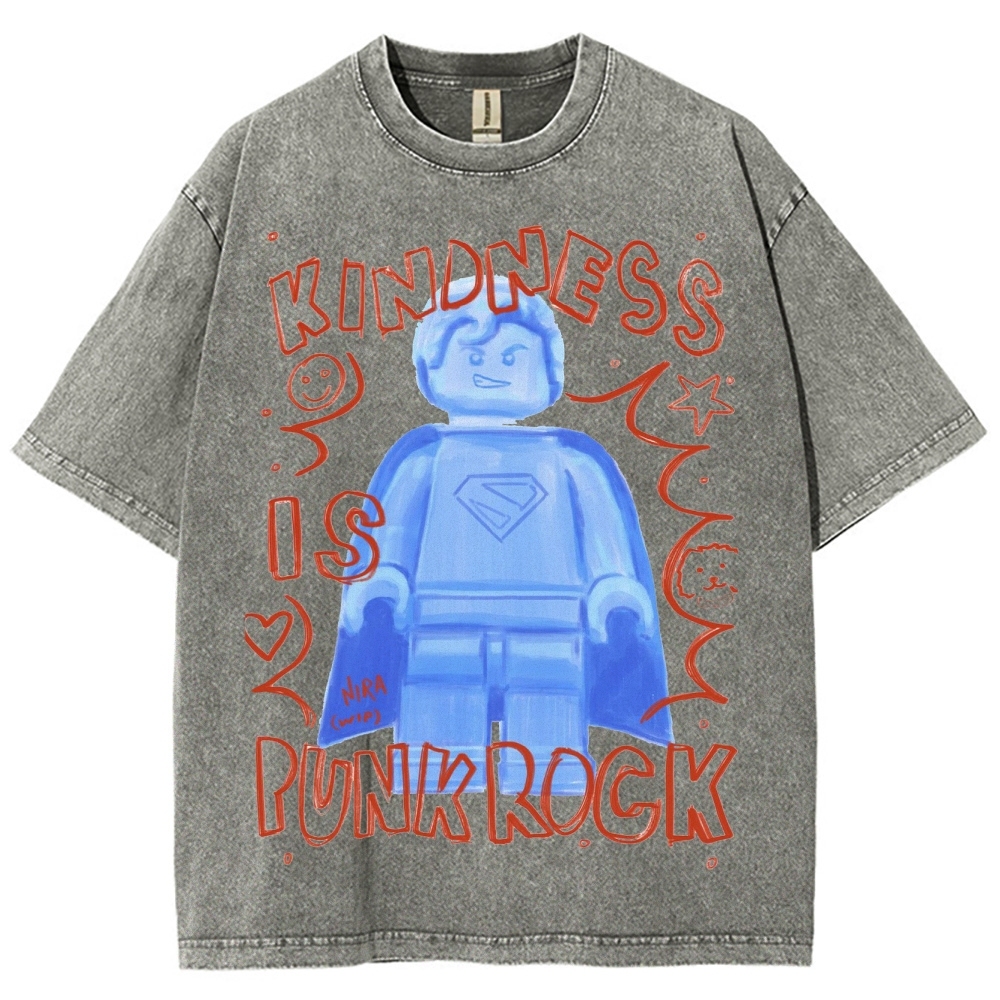 "Kindness Is Punk Rock" Lego Superman Washed T-Shirt