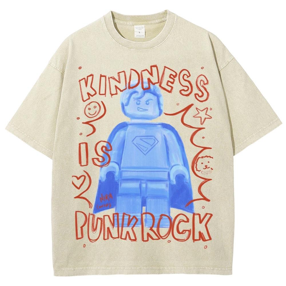 "Kindness Is Punk Rock" Lego Superman Washed T-Shirt